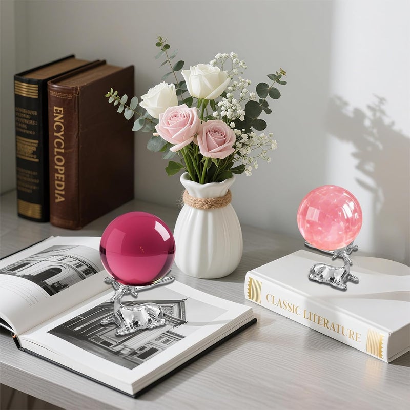 GeryVtee 6PCS Crystal Ball Stand Sphere Display Stand Metal Crystal Holder Balls Ornament Rack Holder Metal Base Christmas Elk Shape (Silver) - Image 5